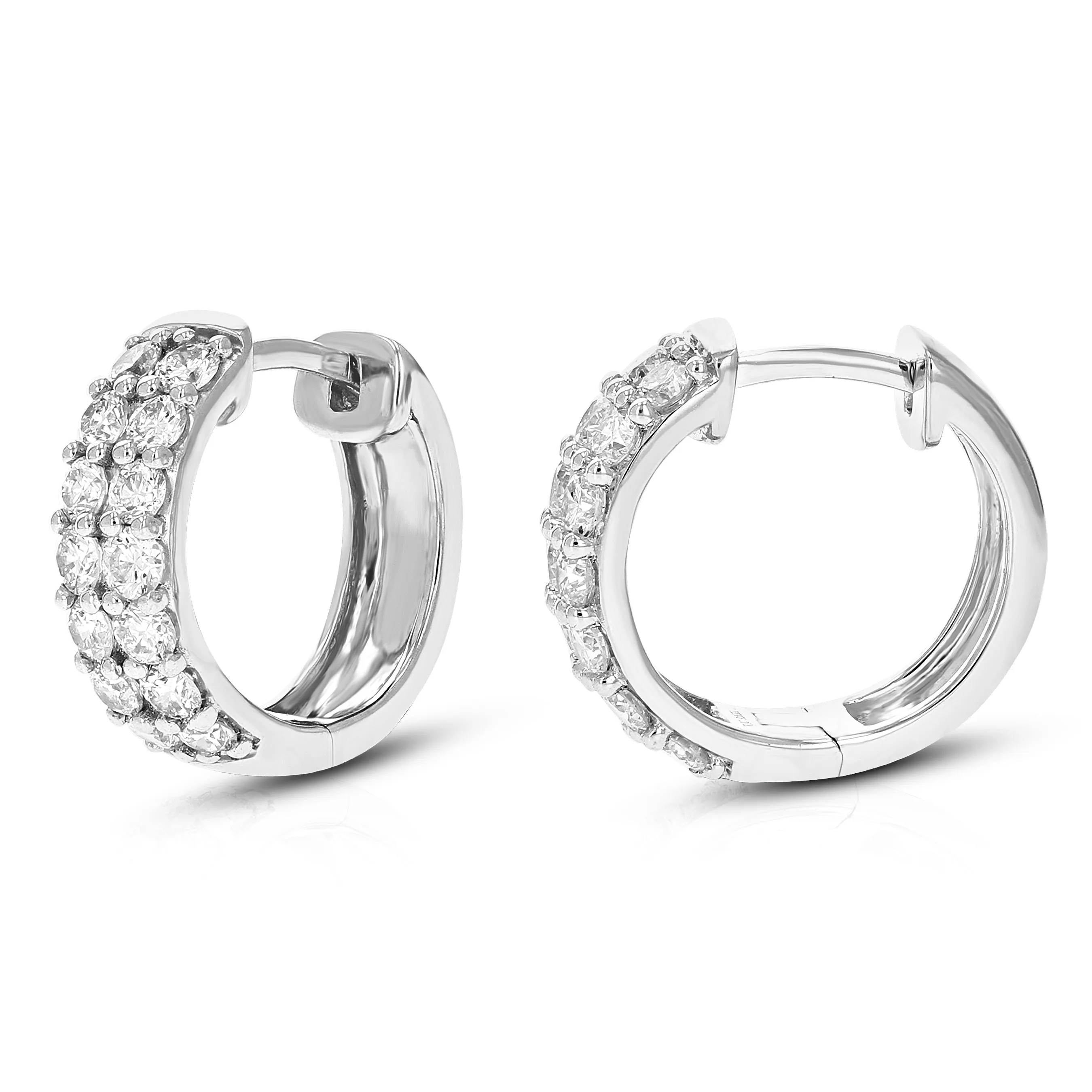 1 cttw Round Cut Lab Grown Diamond Prong Set Hoop Earrings in .925 Sterling Silver 1/2 Inch