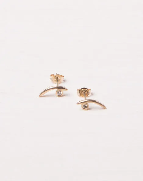 10K Gold Arc White Diamond Earrings