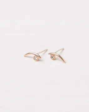 10K Gold Arc White Diamond Earrings