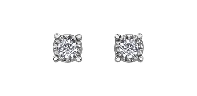 10K White Gold Diamond Illuminaire Stud Earrings