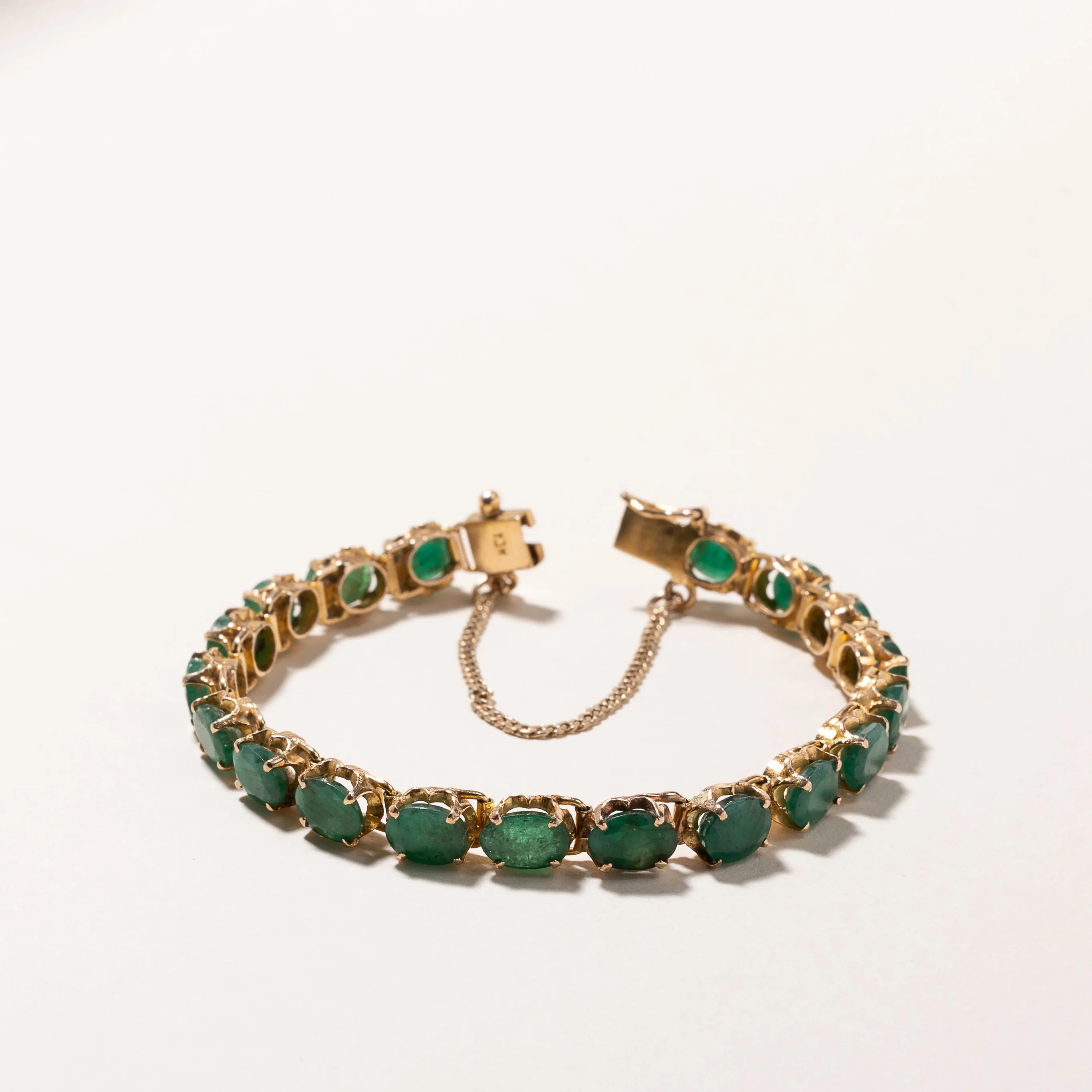 10k Yellow Gold Emerald Bracelet | 12.24ctw | 6.5"