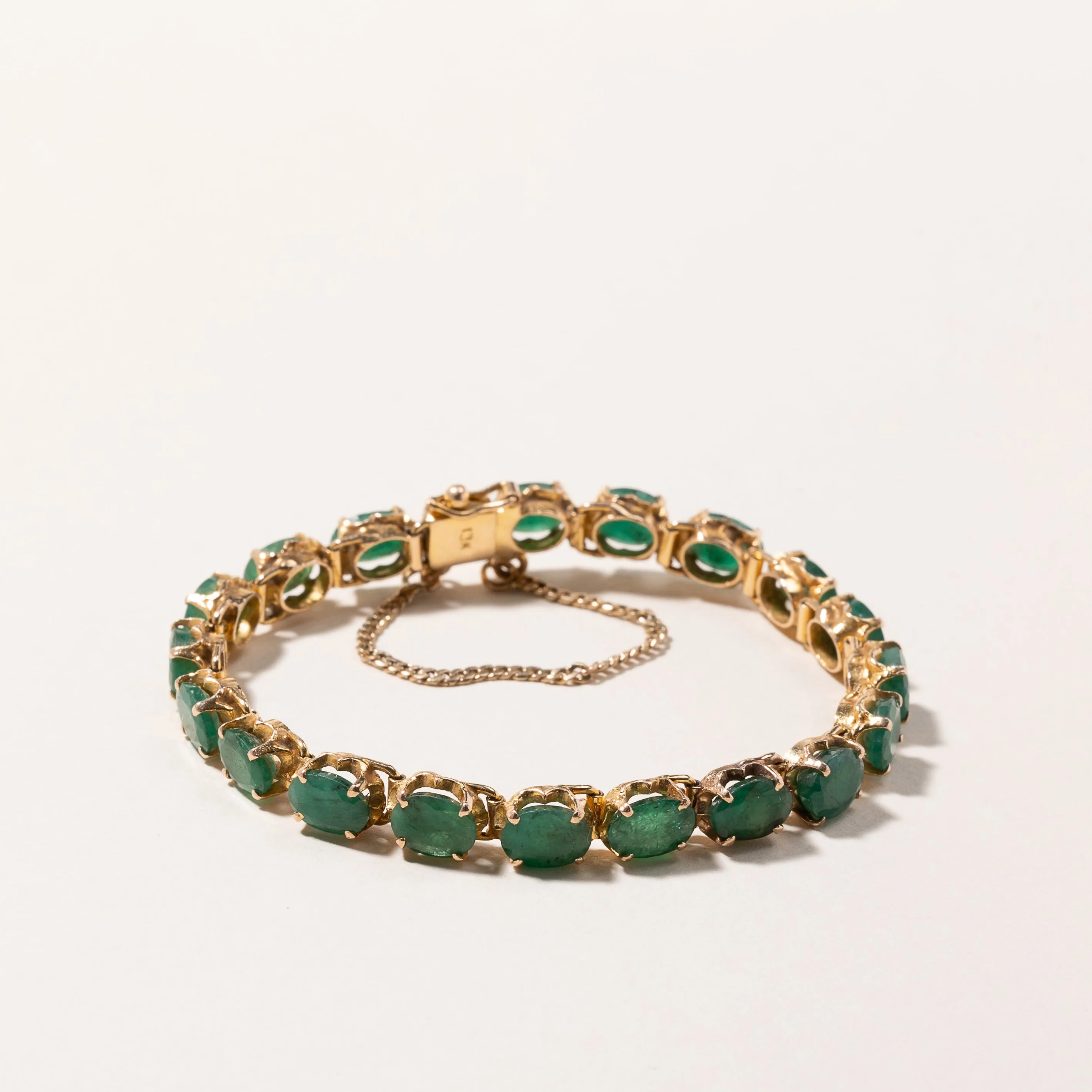 10k Yellow Gold Emerald Bracelet | 12.24ctw | 6.5"