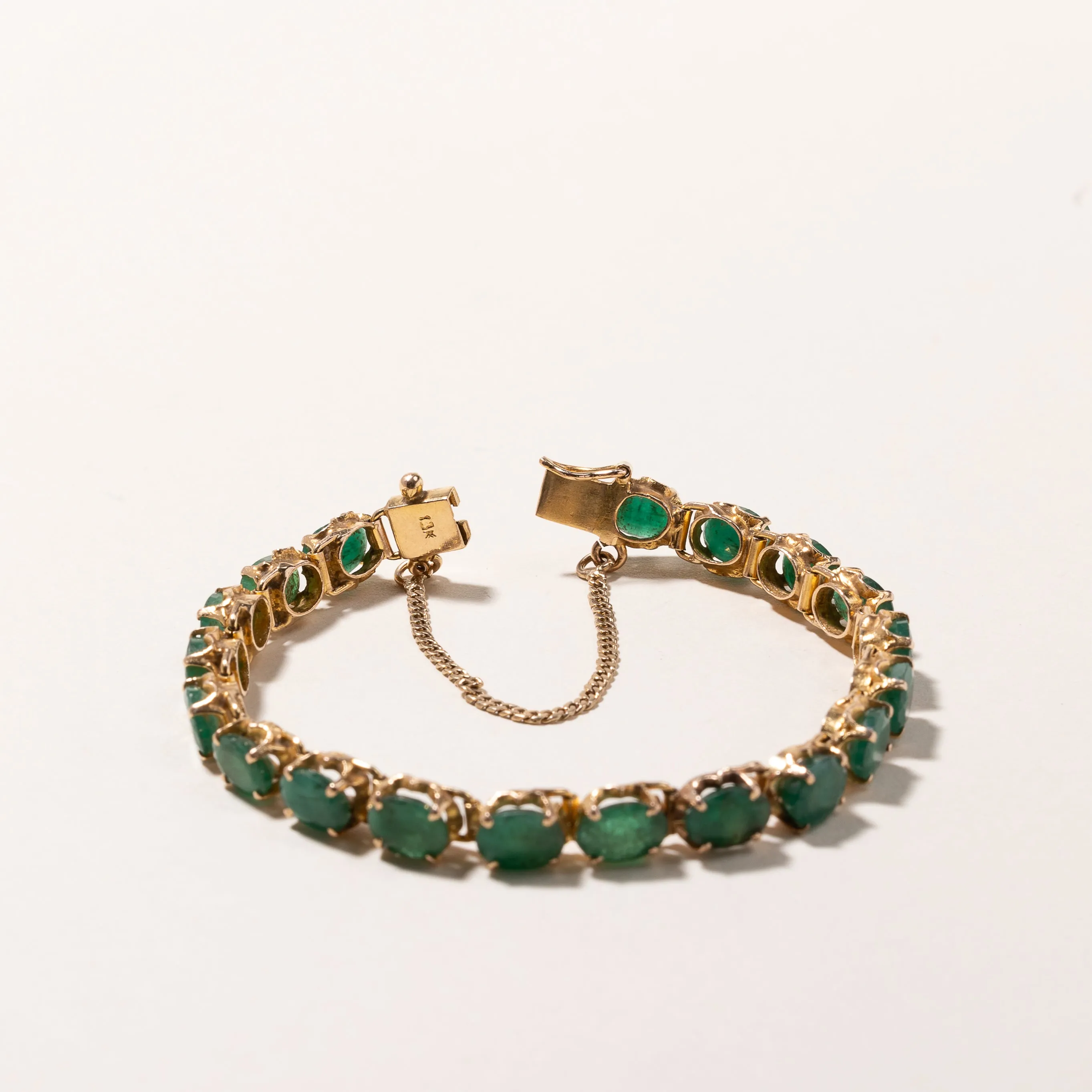 10k Yellow Gold Emerald Bracelet | 12.24ctw | 6.5"