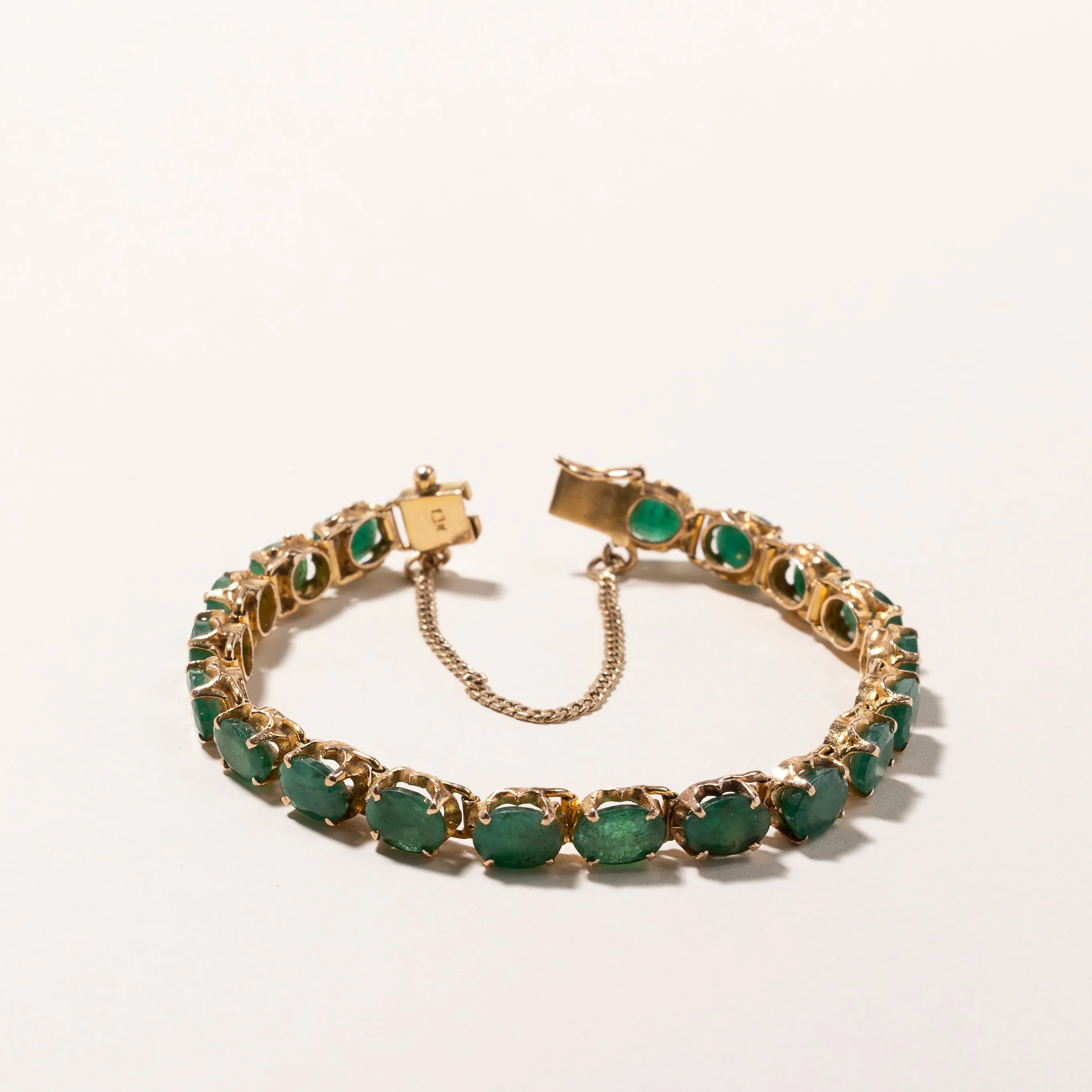 10k Yellow Gold Emerald Bracelet | 12.24ctw | 6.5"