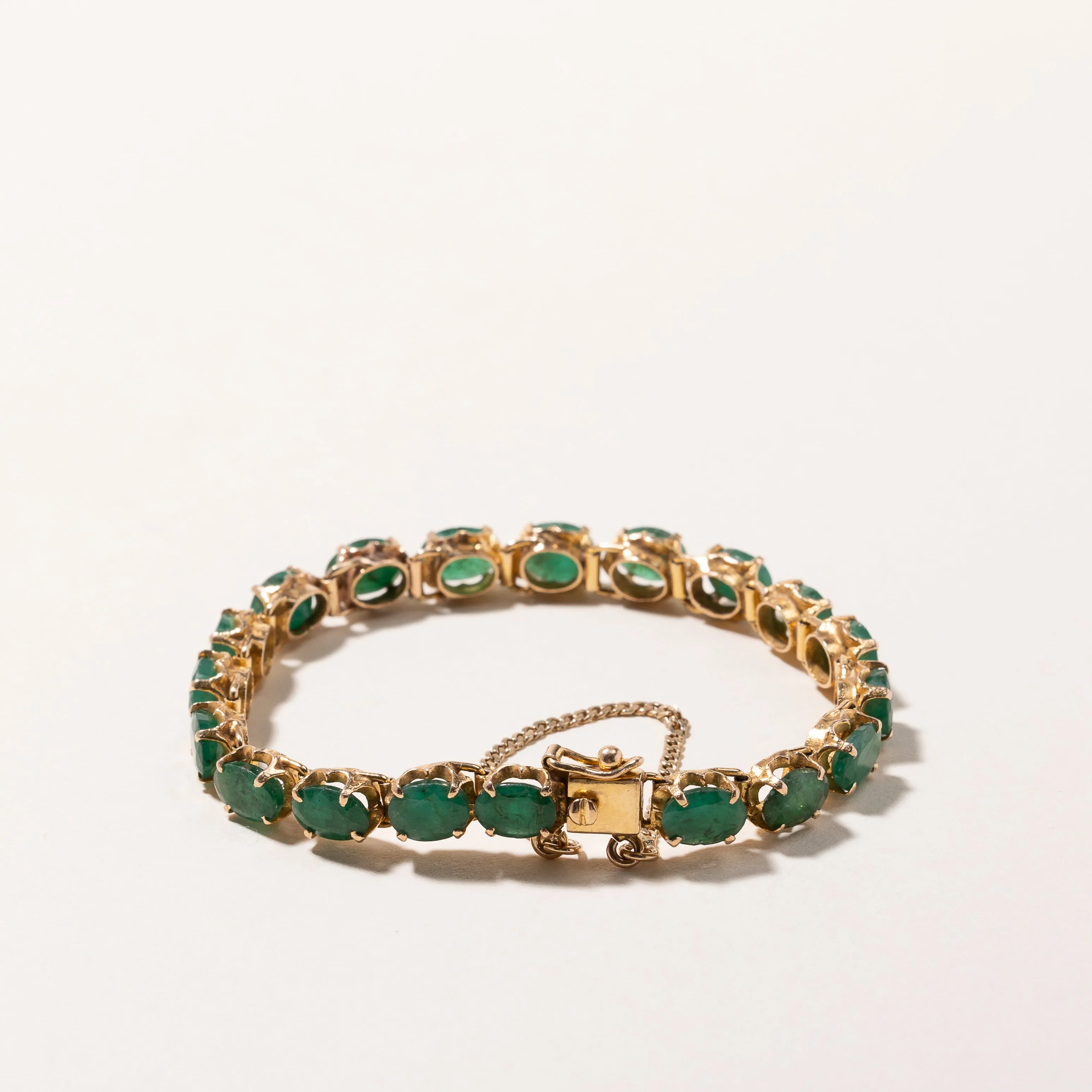 10k Yellow Gold Emerald Bracelet | 12.24ctw | 6.5"