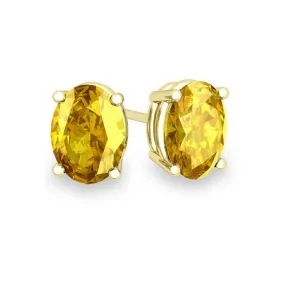 10k Yellow Gold Plated 4 Carat Round Created Yellow Sapphire Stud Earrings