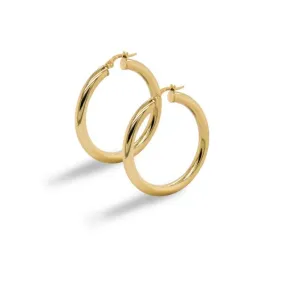 10K Yellow Gold Tube Hoops 4mm x 38mm