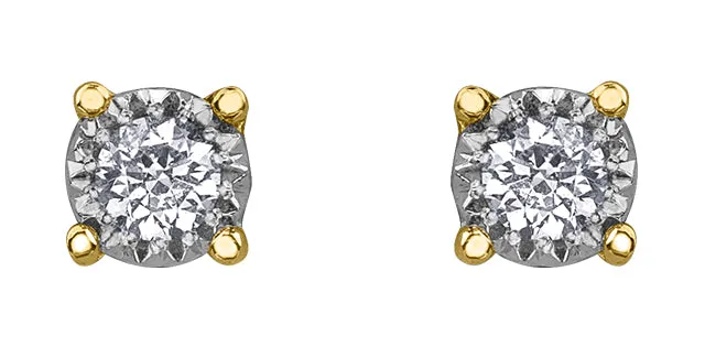 10K Yellow/White Gold Diamond Illuminaire Stud Earrings