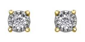 10K Yellow/White Gold Diamond Illuminaire Stud Earrings