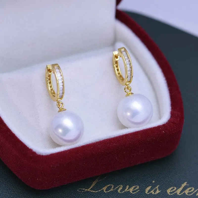 11-12mm Freshwater Pearl &Odessa Zirconia Earrings