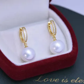 11-12mm Freshwater Pearl &Odessa Zirconia Earrings