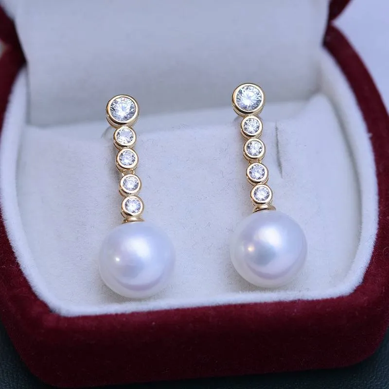 11-12mm Freshwater White Pearl & Long Earrings