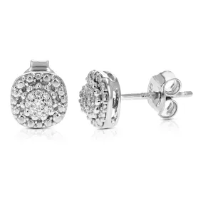 1/10 cttw Round Cut Lab Grown Diamond Stud Earrings For Women .925 Sterling Silver