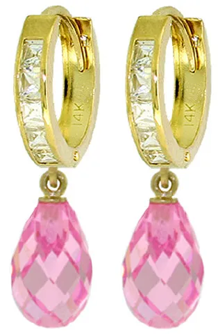 11.1 Carat 14K Solid Yellow Gold Countess Pink Zirconia Earrings