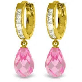 11.1 Carat 14K Solid Yellow Gold Countess Pink Zirconia Earrings