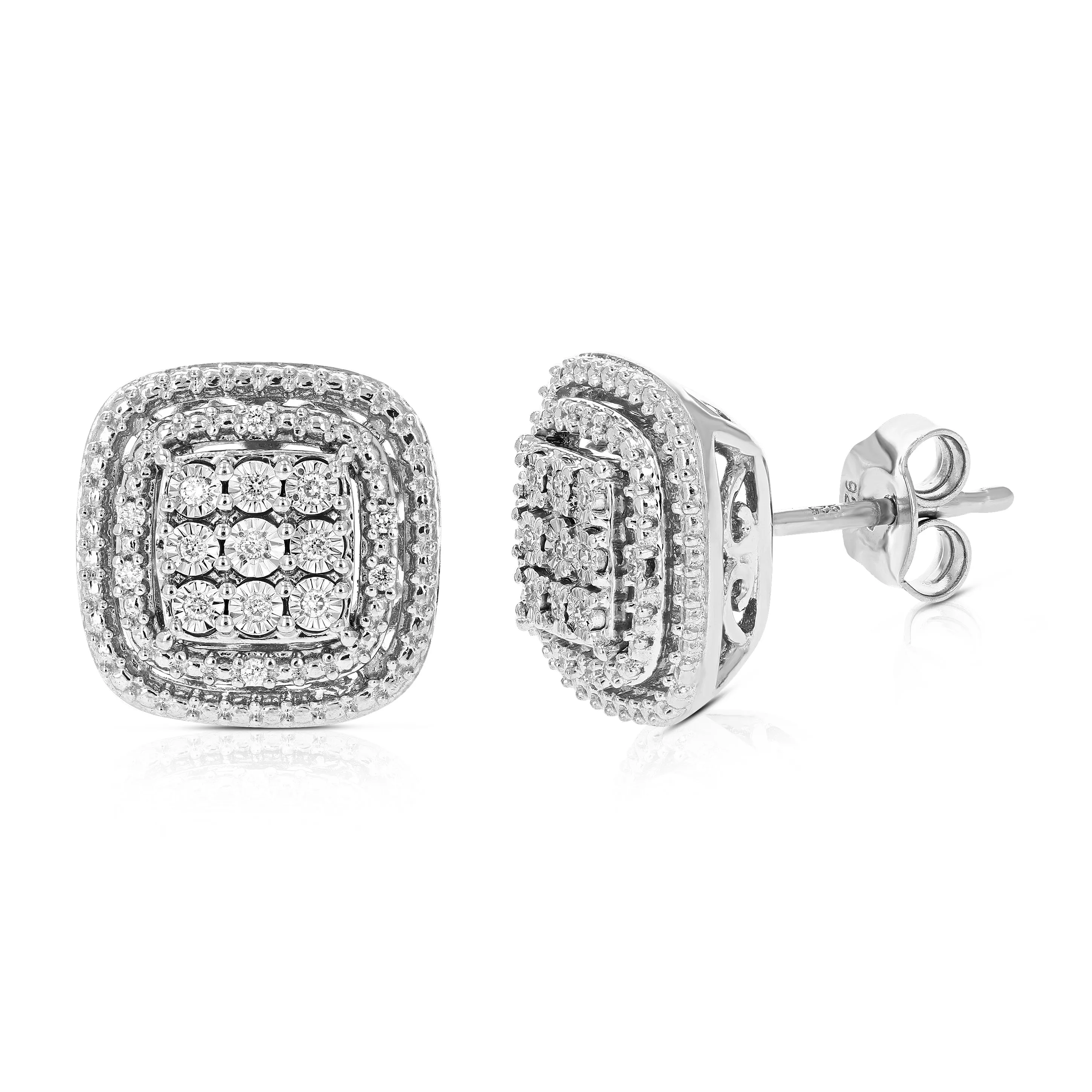 1/12 cttw Round Cut Lab Grown Diamond Stud Earrings in .925 Sterling Silver Prong Set