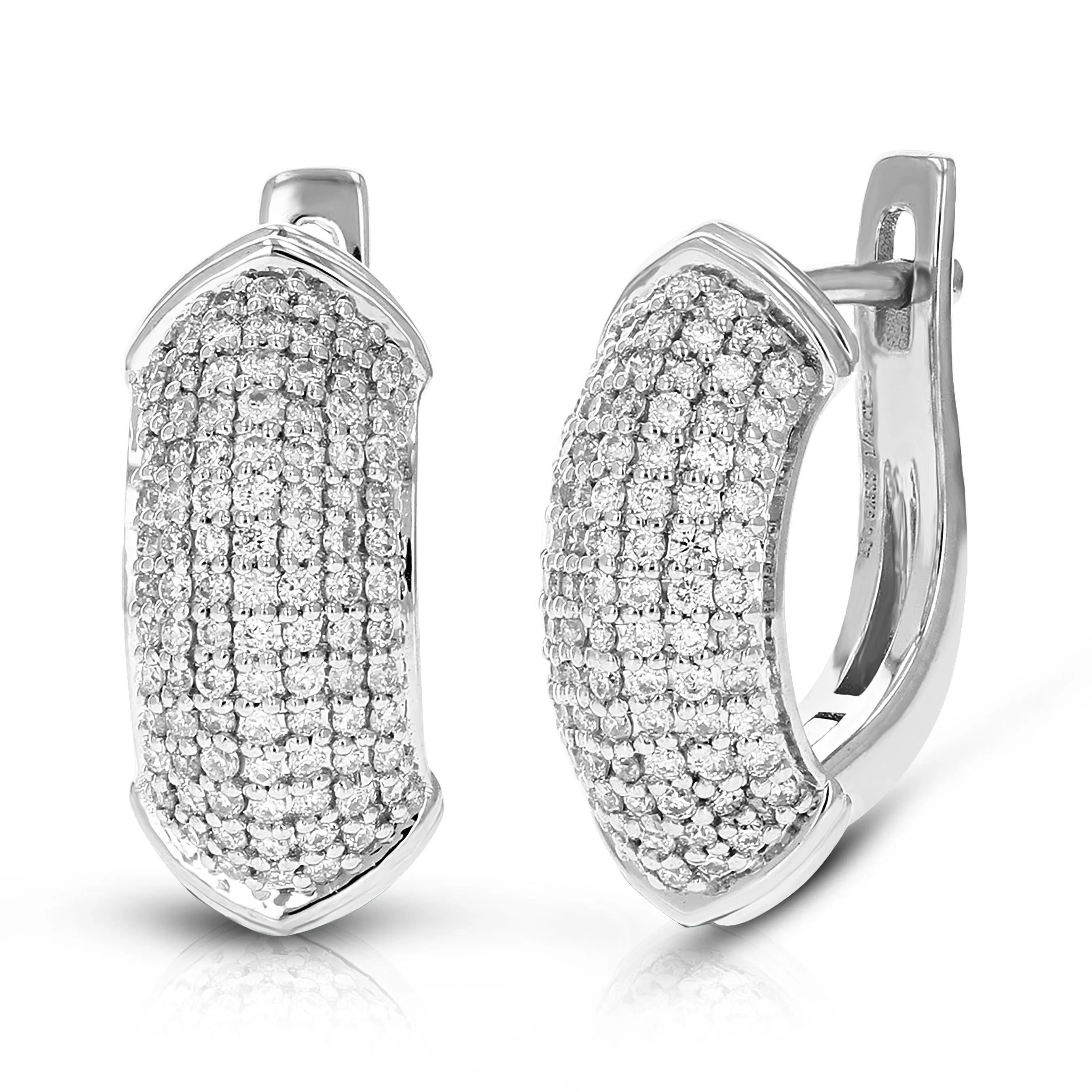 1/2 cttw Round Cut Lab Grown Diamond Prong Set Hoop Earrings in .925 Sterling Silver 1/2 Inch