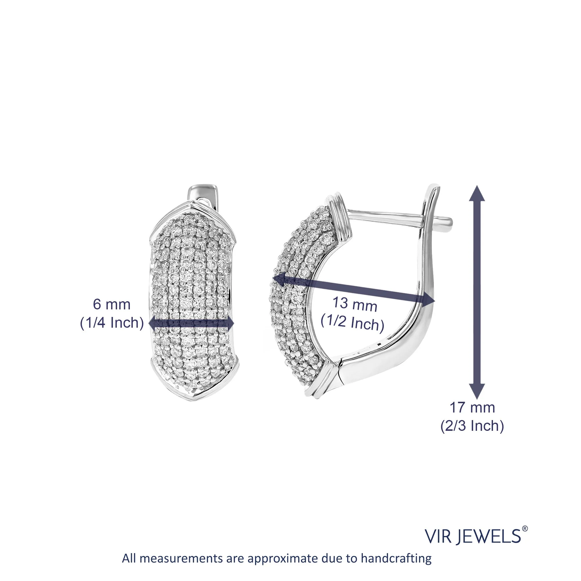 1/2 cttw Round Cut Lab Grown Diamond Prong Set Hoop Earrings in .925 Sterling Silver 1/2 Inch