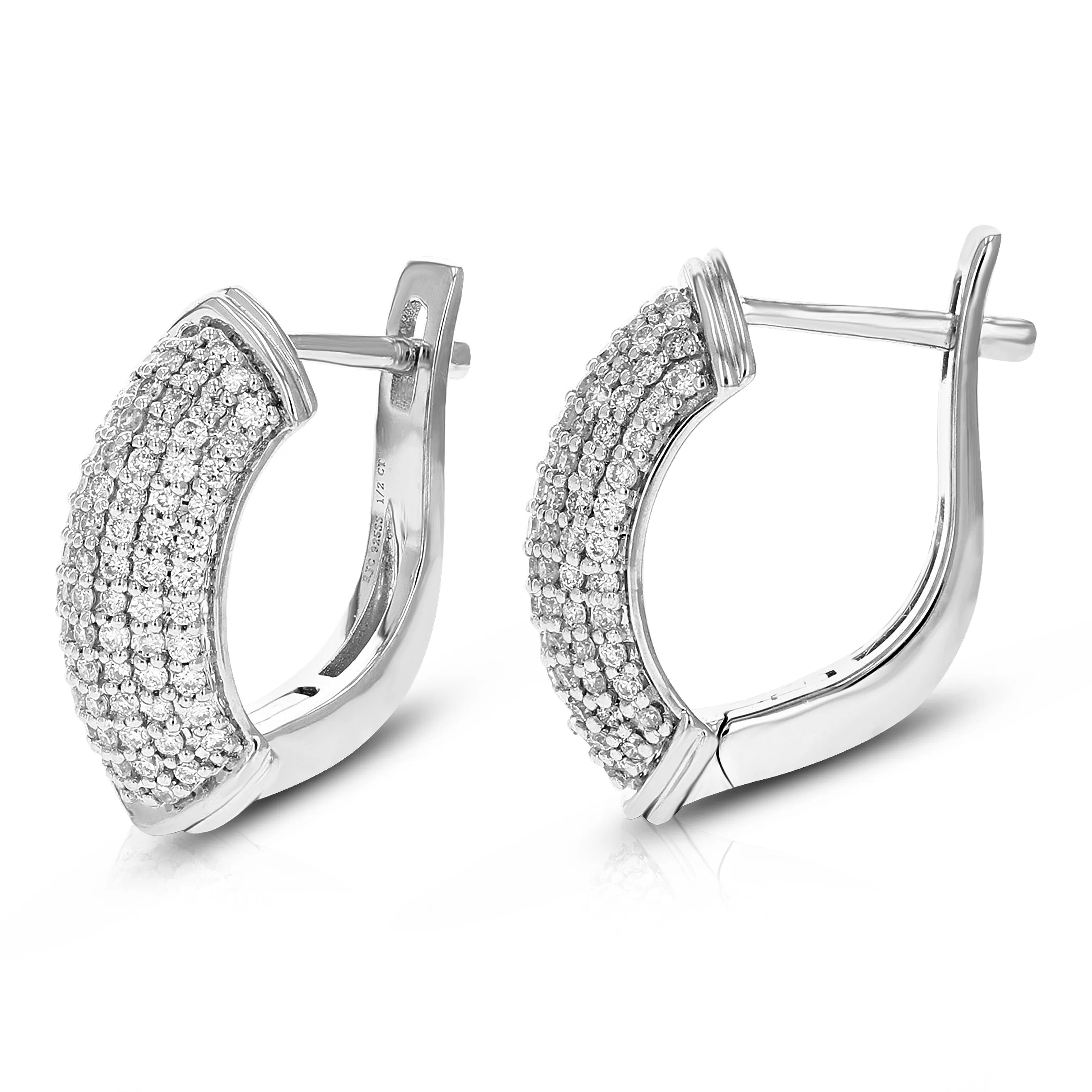 1/2 cttw Round Cut Lab Grown Diamond Prong Set Hoop Earrings in .925 Sterling Silver 1/2 Inch