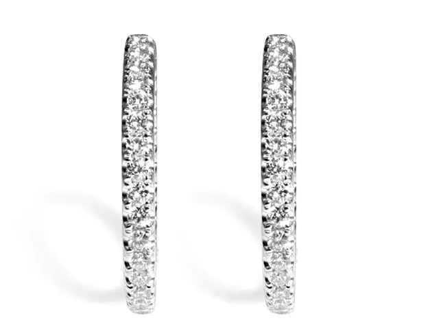 1.29ctw Ladies Diamond Hoop Earrings