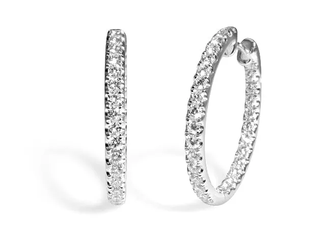 1.29ctw Ladies Diamond Hoop Earrings