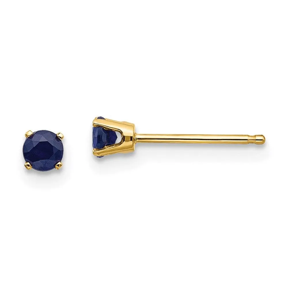 14k 3mm September/Sapphire Post Earrings