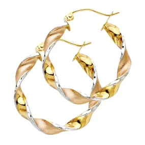 14K 4mm Swirl Hoop Earrings