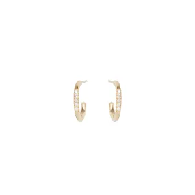 14k 5 Diamond Thick Huggie Hoops