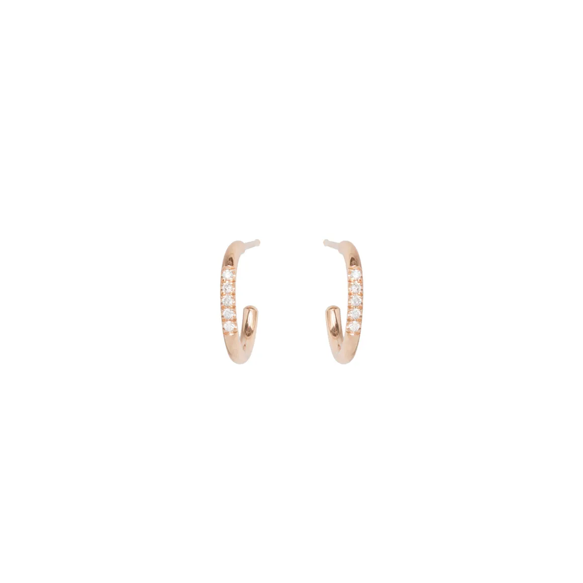 14k 5 Diamond Thick Huggie Hoops