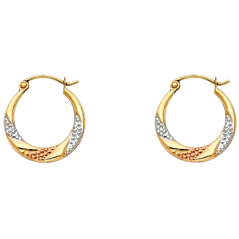 14K Fancy Hollow Hoop Earrings