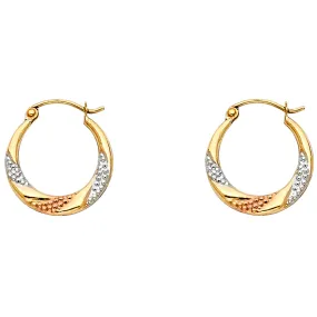 14K Fancy Hollow Hoop Earrings