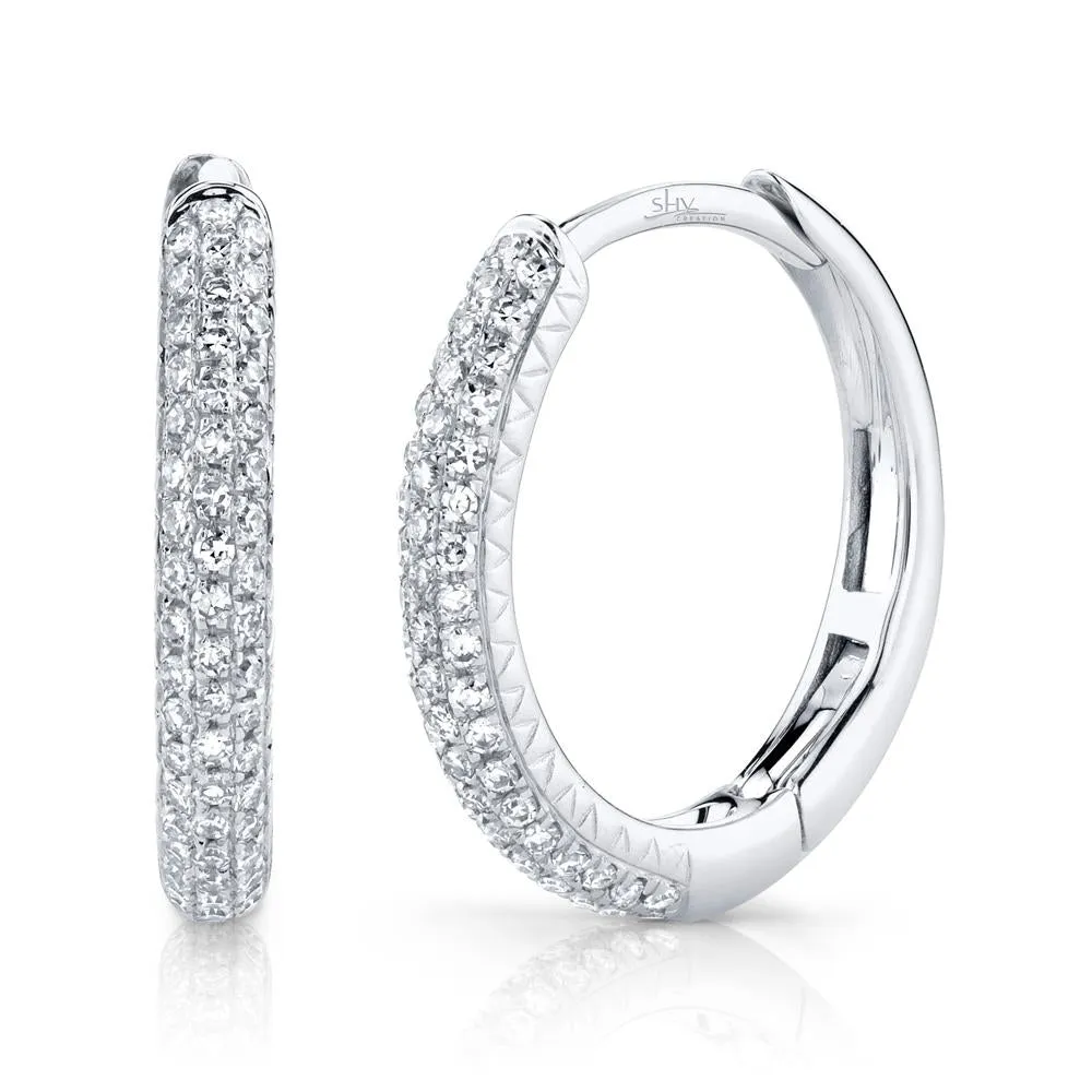 14k Gold 0.21 Carat Diamond Pave Earrings, Available in White, Rose and Yellow Gold.