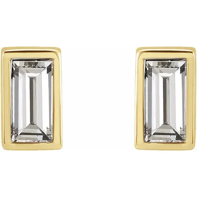 14K Gold 1/8 CTW Diamond Bezel-Set Earrings