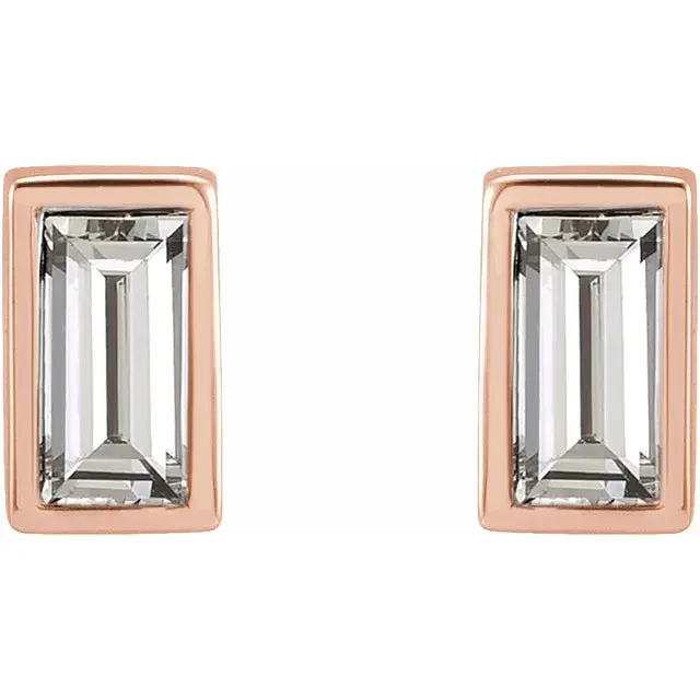 14K Gold 1/8 CTW Diamond Bezel-Set Earrings