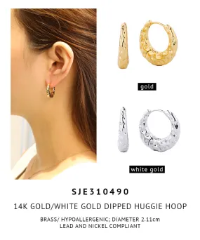 14K Gold Dipped Huggie Hoop Earrings