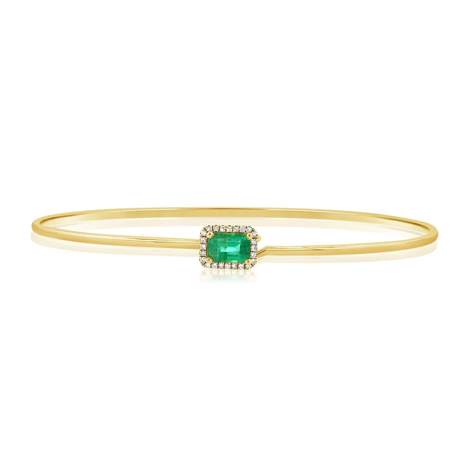 14K Gold Emerald & Diamond Stackable Bangle