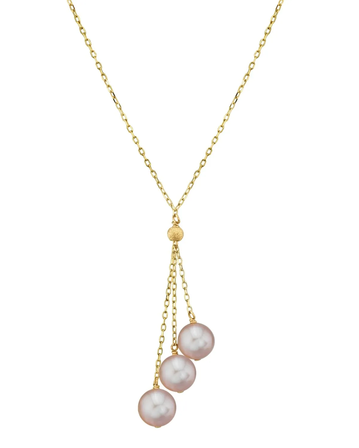 14K Gold Pink Freshwater Pearl Tincup Cluster Pendant