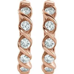 14K Rose Gold 1/10 CTW Natural Diamond Huggie Earrings