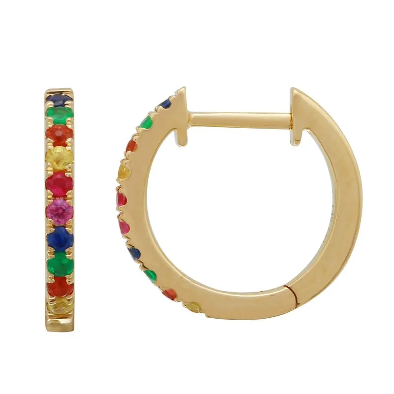 14k Rose Gold Rainbow Hoop Earrings