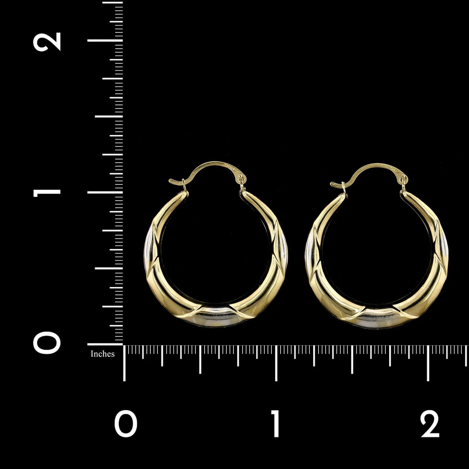 14K Two-tone Estate Gold Hoop Earrings