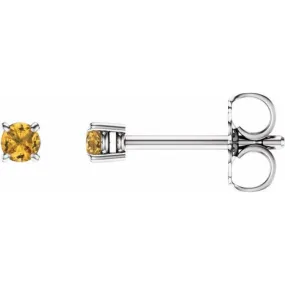 14K White 2.5 mm Natural Yellow Sapphire Stud Earrings