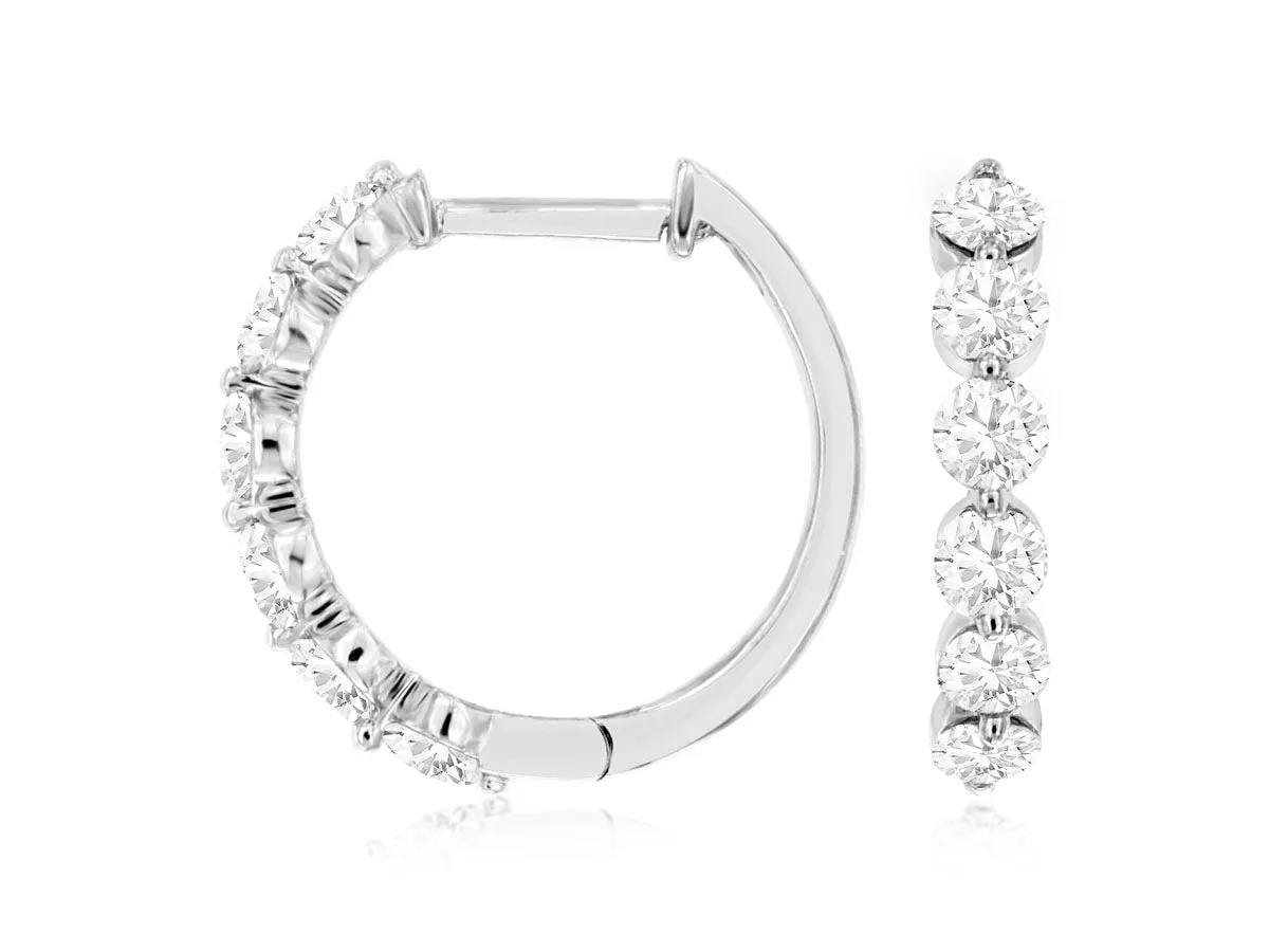 14K White Gold 1ctw Diamond Huggies