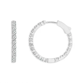 14K White Gold 2ctw Round Inside Out Diamond Hoops