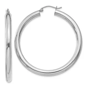 14k White Gold 4MM x 45MM Tube Hoop Earrings