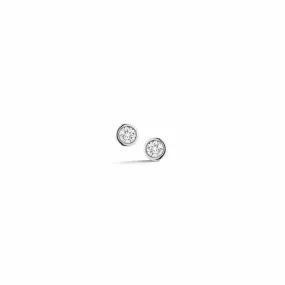 14K White Gold Bezel Set Diamond Stud Earrings