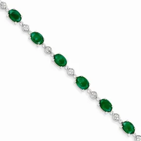 14K White Gold Diamond and Emerald Bracelet