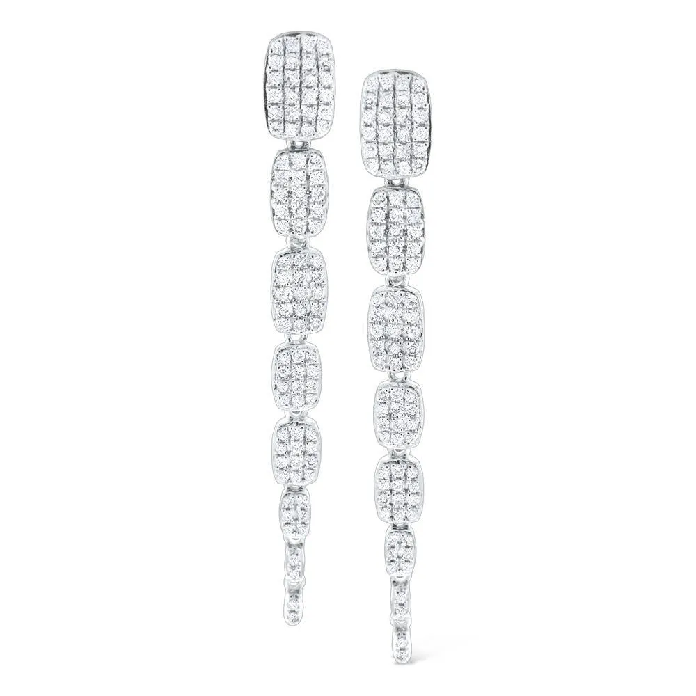 14k White Gold Diamond Drop Earrings