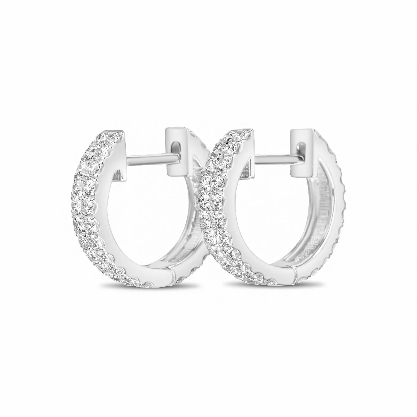 14k White Gold Diamond Hoop Earrings 1.5 ctw