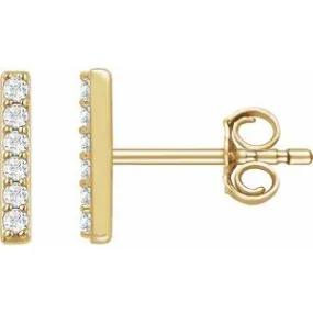 14K Yellow 1/10 CTW Natural Diamond Bar Earrings