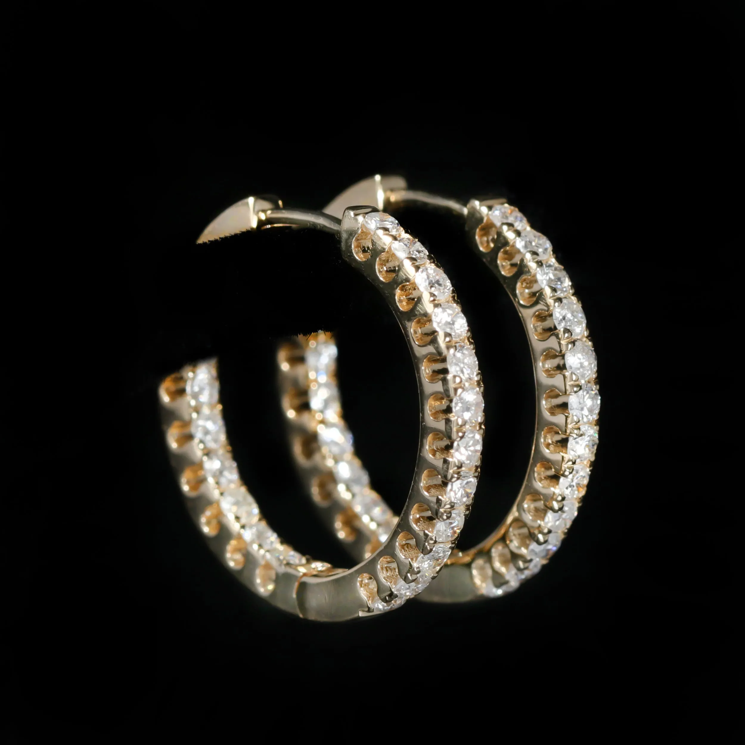 14K Yellow Gold 1.00 CTW Diamond Inside Out Hoop Earrings